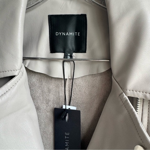 Dynamite Women's Faux Leather Moto Suede Biker Jacket Grey Dove size M - Picture 7 of 8